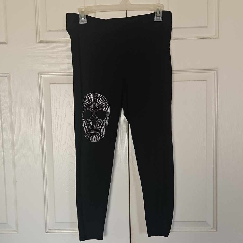 Torrid Black Stretch Leggings with Skull Accent